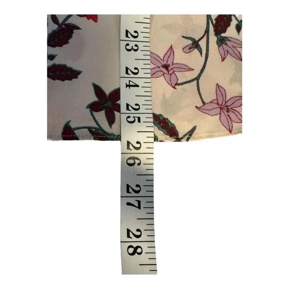 Lauren Conrad Women's Small Long Sleeve Floral Blouse Cream And Red - Picture 6 of 8